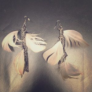 Silver feather earrings